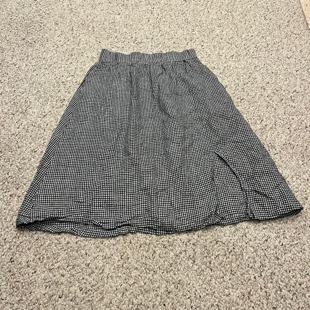 Quince European Linen Maxi Skirt S Gingham Plaid Coastal Preppy PLEASE READ